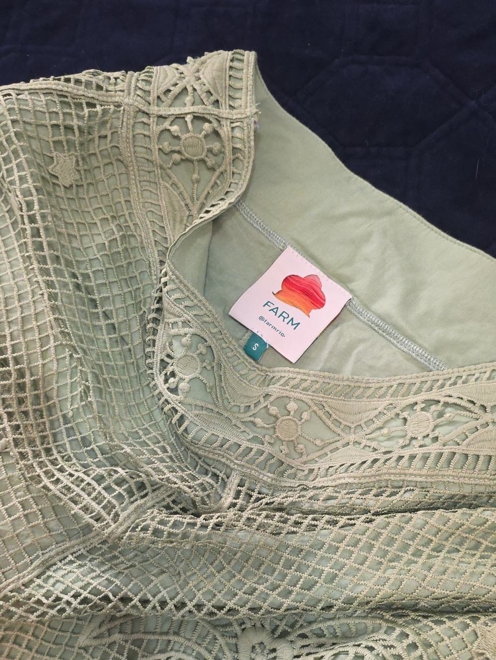 Farm Rio Green Guipure Lace Palm Leaf Wide Leg Pants | Size Small | NWOT - Picture 8 of 8